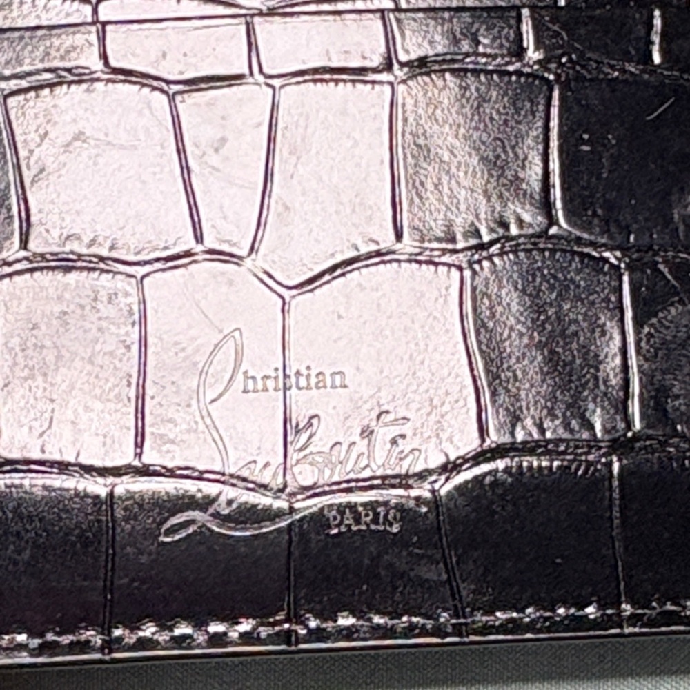 Christian Louboutin Kios Spiked Card Holder - Black Croc Embossed - Picture 6 of 6